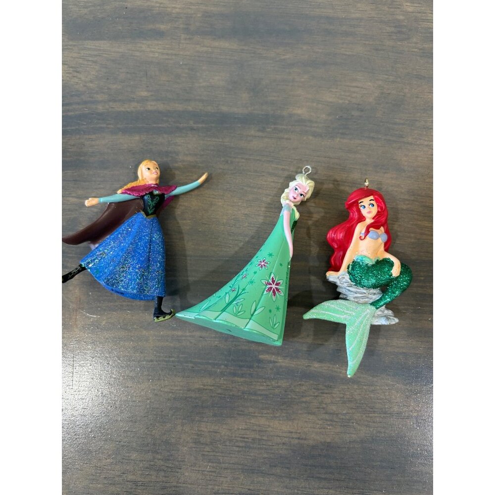 3 Hallmark Disney Princess Christmas Ornaments Elsa Anna Ariel